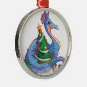 Drache ringsum den Weihnachtsbaum Silbernes Ornament (Rechts)