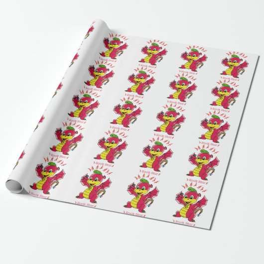 Drache Rockstar™ Geschenkpapier (Ungerollt)