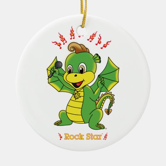 Drache Rockstar™ Verzierung Keramik Ornament (Vorne)