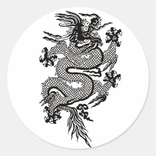 Drache Runder Aufkleber (Vorderseite)