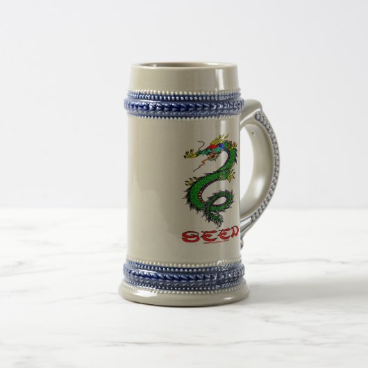 Drache, Samen, China, Chinese, Barware, Bier-Krug Bierglas (VorderseiteRechts)