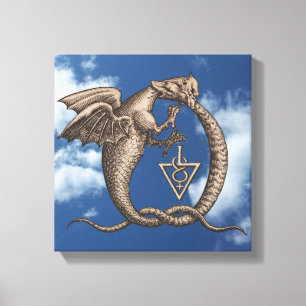 Drache-Schlangen-Schwefel-Mercury-Symbole Leinwanddruck