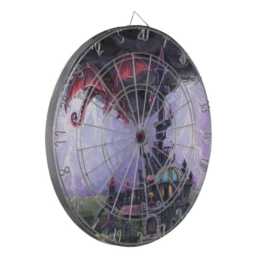 Drache-Schloss Dartscheibe (Vorderseite Links)