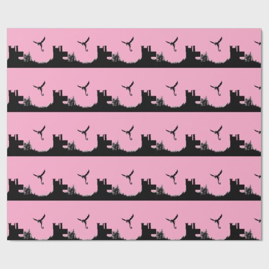 Drache-Schloss Geschenkpapier (Flach)