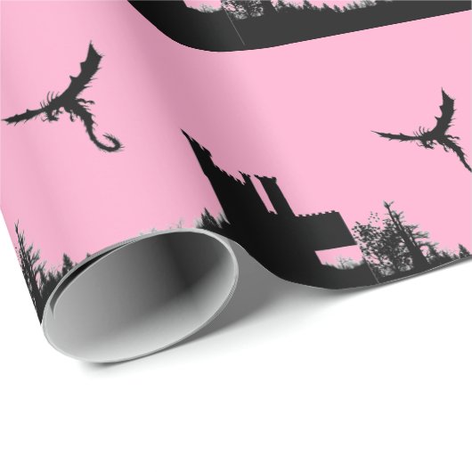 Drache-Schloss Geschenkpapier (Rolleneckpunkt)