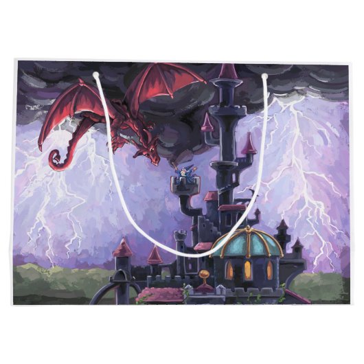 Drache-Schloss Große Geschenktüte (Rückseite)