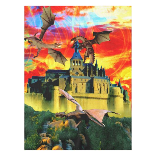 Drache-Schloss Tischdecke (Vorderseite)
