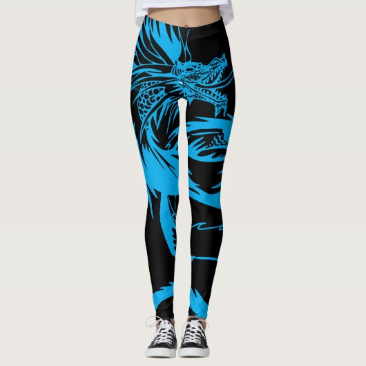 Drache-Schrei Vintage blaue Drache-Leggings RPG Leggings (Vorderseite)