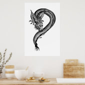 Drache Schwarz-Weiß-Design Poster (Küche)