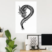 Drache Schwarz-Weiß-Design Poster (Heimbüro)