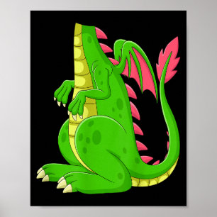 Drache-Shirt Erwachsene Männer Frauen Kinder Grüne Poster