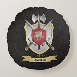 Drache Sigil Kampf-Wappen-Schwarzes Rundes Kissen