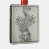 Drache Silbernes Ornament (Rechts)