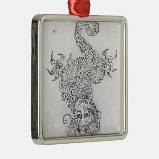 Drache Silbernes Ornament (Rechts)