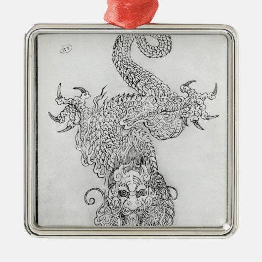Drache Silbernes Ornament (Vorne)