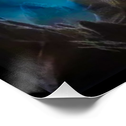 Drache sitzt auf einem Felsen Poster (Ecke)