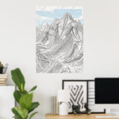 Drache Skelett Berglandschaft Fantasy Feine Kunst Poster (Heimbüro)