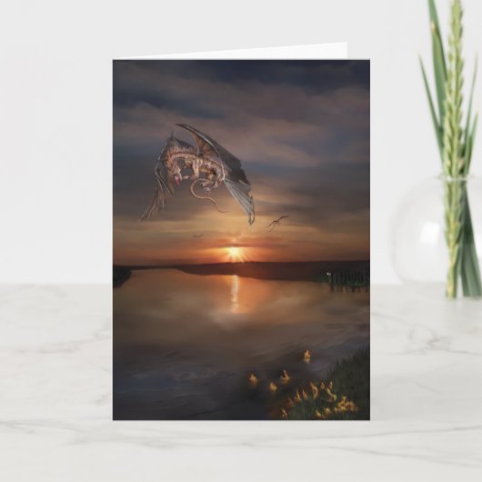 Drache-Sonnenuntergang Karte (Vorderseite)