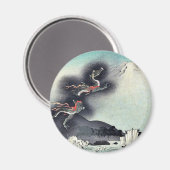 Drache steigt über den Fuji Ukiyoe Magnet (Vorderseite/Rückseite)