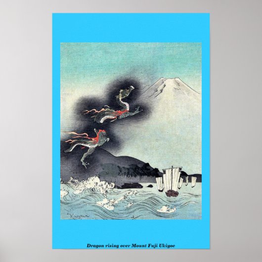 Drache steigt über den Fuji Ukiyoe Poster (Vorne)