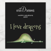 Drache streckte sich auf dem Boden aus Weinetikett (Einzelnes Label)