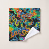 Drache-Sturm - bunte chinesische Drachen Badhandtuch Set (Waschlappen)