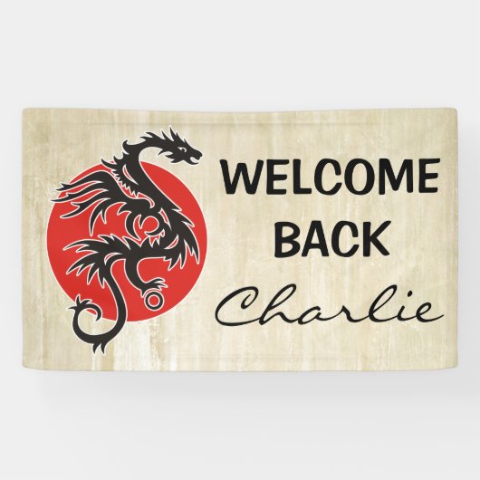 Drache Sun - schwarzes rotes Weiß + Ihre Ideen Banner (Horizontal)