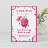 Drache-Tastischer Drachenfrucht-Erster-Geburtstag Einladung (Stehend Vorderseite)