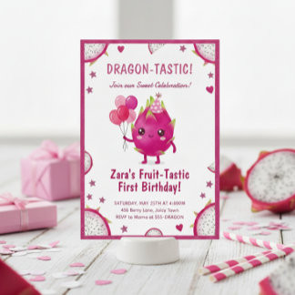 Drache-Tastischer Drachenfrucht-Erster-Geburtstag Einladung