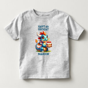 Drache Thema Personalisierter Geburtstag Junge Kleinkind T-shirt