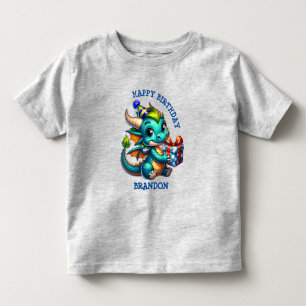 Drache Thema Personalisierter Geburtstag Junge Kleinkind T-shirt