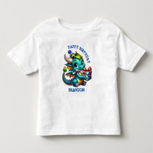 Drache Thema Personalisierter Geburtstag Junge Kleinkind T-shirt