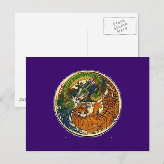 DRACHE-TIGER POSTKARTE (Vorne/Hinten)