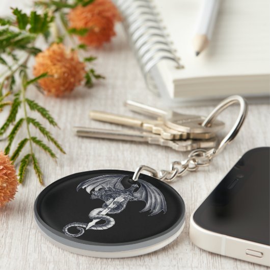 Drache-u. Klinge-Acryl-Schlüsselanhänger Schlüsselanhänger (Vorderseite rechts)