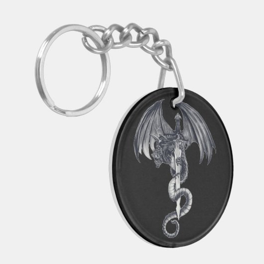 Drache-u. Klinge-Acryl-Schlüsselanhänger Schlüsselanhänger (Vorderseite links)