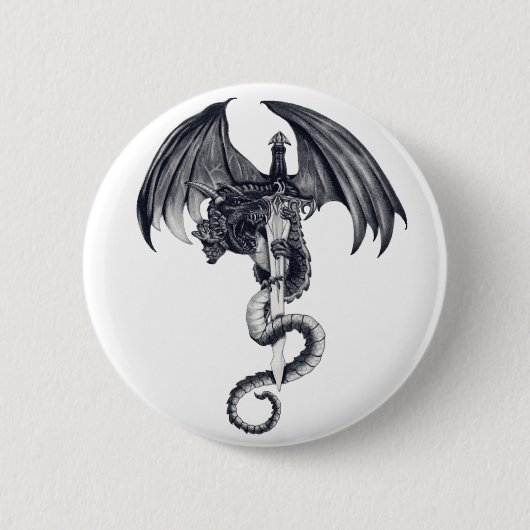 Drache-u. Klinge-Knopf Button (Vorderseite)