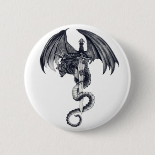Drache-u. Klinge-Knopf Button