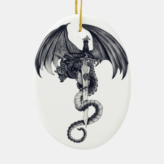 Drache-u. Klinge-Verzierung Keramik Ornament (Hinten)