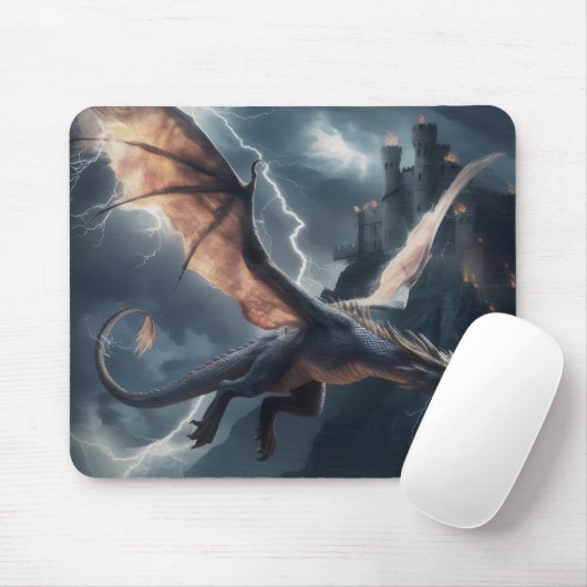 Drache über dem Schloss. Mousepad (Mit Mouse)
