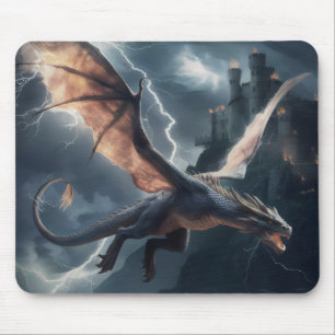 Drache über dem Schloss. Mousepad
