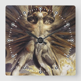 Drache-Uhr - William Blake - großer roter Drache Quadratische Wanduhr