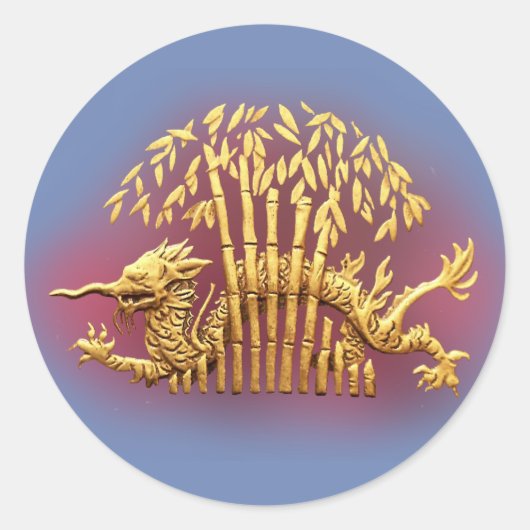 Drache und Bamboo Runder Aufkleber (Vorderseite)