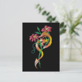 Drache und Blume Tattoo Postkarte (Stehend Vorderseite)