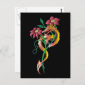 Drache und Blume Tattoo Postkarte (Vorne/Hinten)