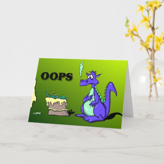 Drache und Cake Card Karte (Gelbe Blume)