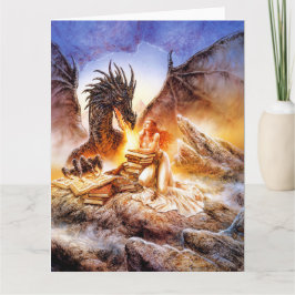 Drache und eine Lady Grußkarte Karte