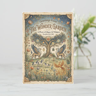 Drache und Einhörner Vintage Whimsical Kunstkarte