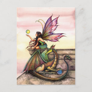 Drache und Feen Kunstpostkarte von Molly Harrison Postkarte