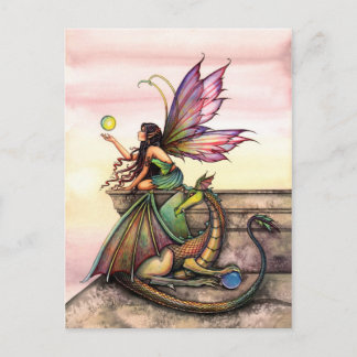 Drache und Feen Kunstpostkarte von Molly Harrison Postkarte