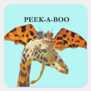 Drache und Giraffe Quadratischer Aufkleber